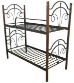 Ліжко Діана двох'ярусна на дерев'яних ногах 0.8 бежевий / білий оксамит / білий / коричневий / чорне золото, фото