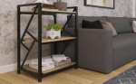 Стелаж Ромбо 3 полки, метал Індустріальна сталь (прозорий лак) + ДСП, фото