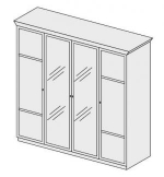 Шафа 4-дверна з 2 дзеркалами з 3 відділень: одинарного з 4 полицями, підвійного з полицею та штангою, одинарного з 2 полицями та штангою  ФР140З, фото