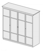 Шафа 4-дверна з 3 відділень: одинарного з 4 полицями, підвійного з полицею та штангою, одинарного з 2 полицями та штангою  ФР140, фото