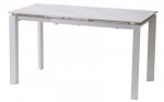 Стол раскладной Брайт (BRIGHT) WHITE MARBLE, белая керамика, белые металлические ножки, фото