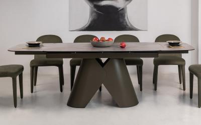 Стіл Паріс TML-997 айрон бронз + коричневий, Vetro, фото